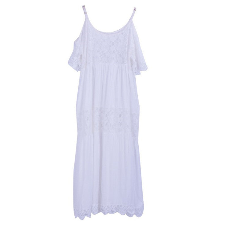 Rayon Stitching Lace Embroidery Beach Cover up Sexy Sling Dress Seaside Bikini Cover Bella Mia